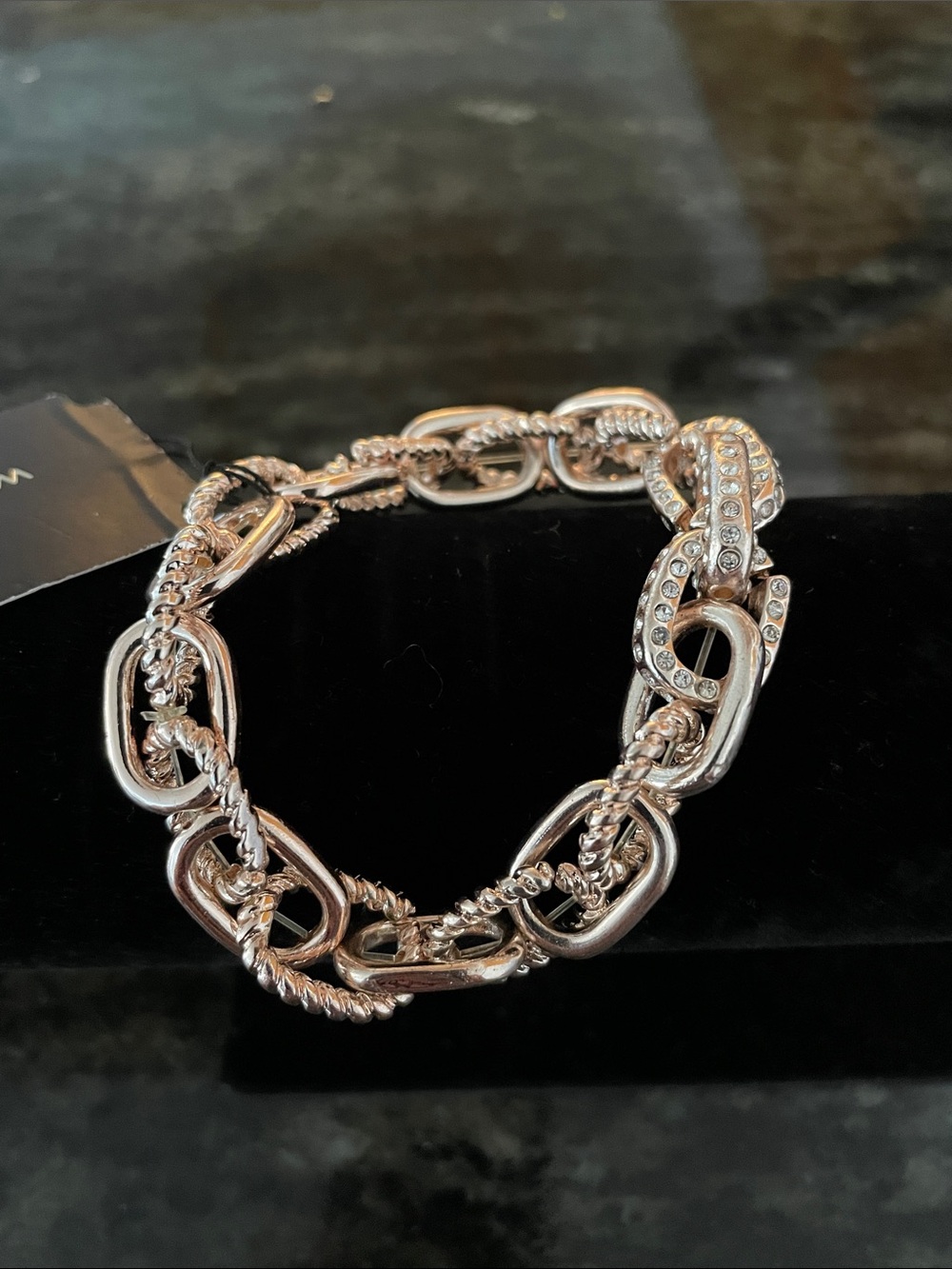 Worthington Silver-Tone Crystal Link Bracelet